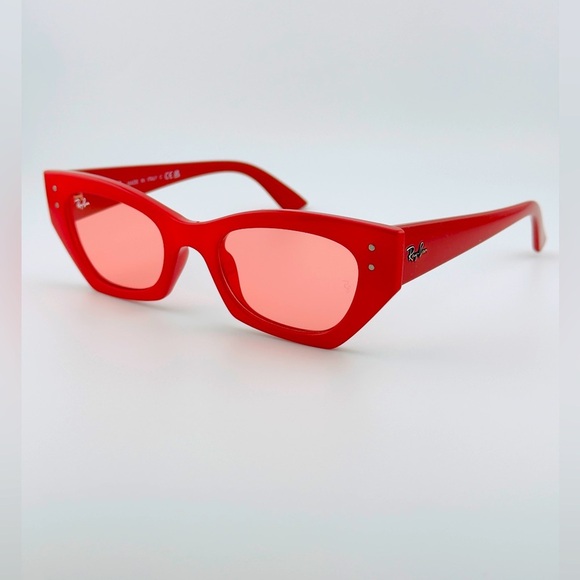 Ray-Ban Zena Sunglasses RB4430 Polished Red Cherry Frame with Pink Lenses Unisex - Picture 4 of 14